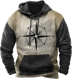 Tribal Aztec Hoodies for Men Oversized Vintage Ethnic Printed Graphic Hoodies for Men Pullover Hooded Sweatshirt with