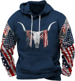 Tribal Aztec Hoodies for Men Oversized Vintage Ethnic Printed Graphic Sweatshirts Pockets Mens Tops Hooded Pullover