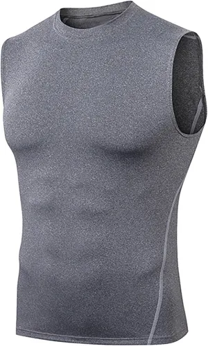 Uillui Mens Compression Shirts Sleeveless Slimming Shaper Vest Gym Workout Muscle Tank Tops Tummy Control Sports Undershirts
