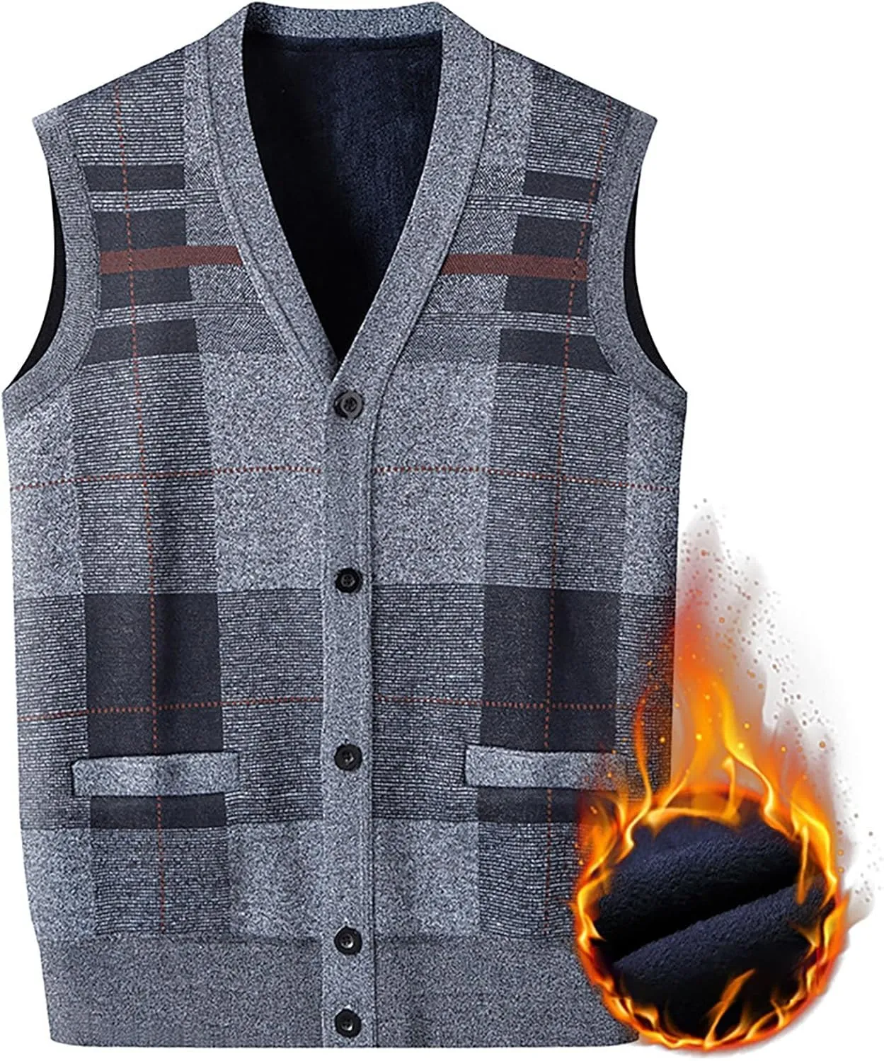 V Neck Plaid Sweater Vests for Men Classic Sleeveless Cardigan Vest Knitwear Button Up Autumn Winter Warm Tank Tops