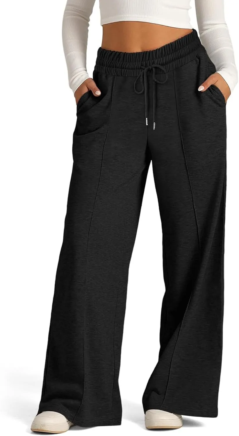 Wide Leg Sweatpants for Women Causal Drawstring High Waist Baggy Straight Trousers High Waist Yoga Palazzo Pants