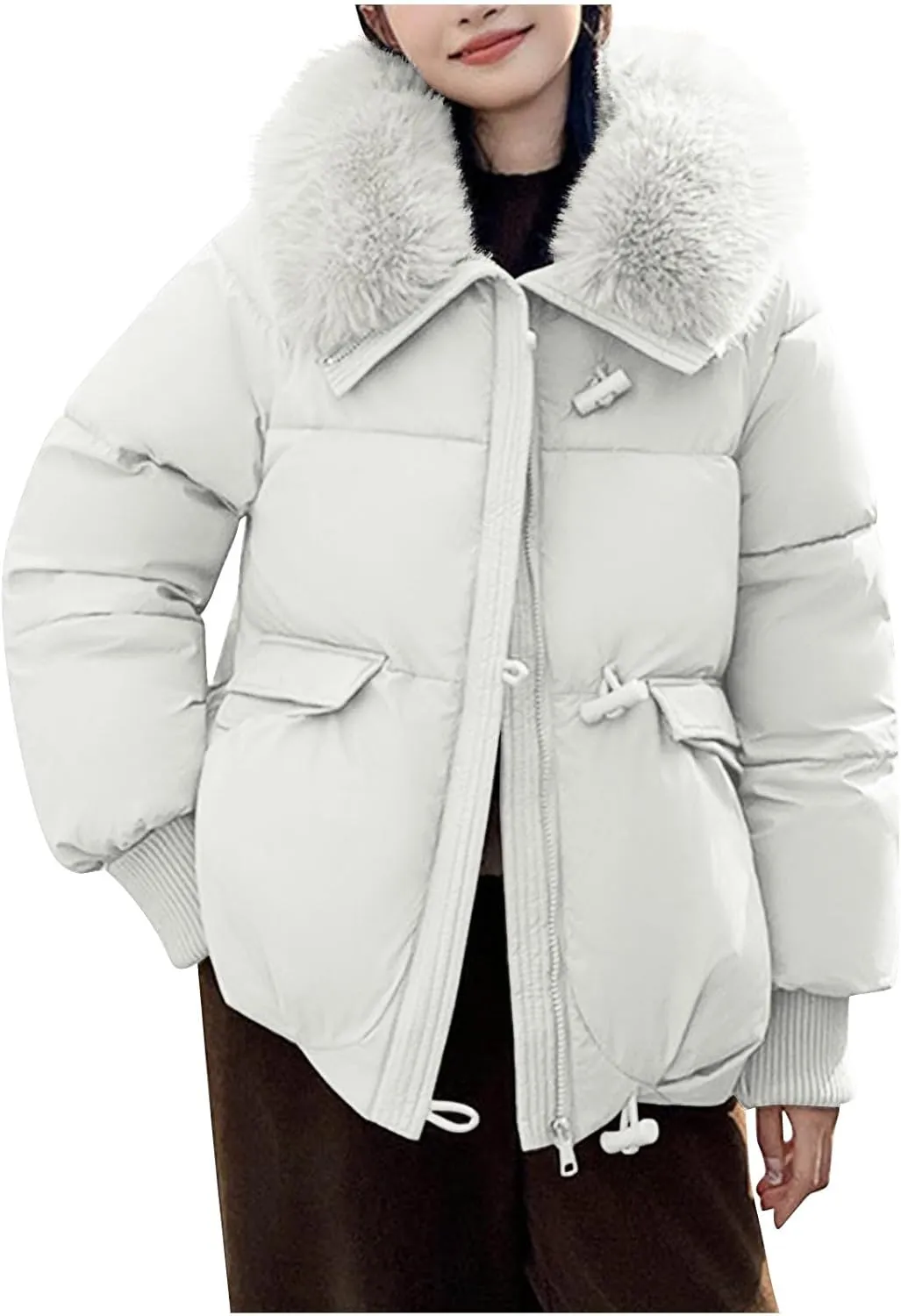 Winter Coats For Women With Hood Fleece Lined Thicken Warm Puffer Parkas Button Down Jacket Trendy Outfits Clothes