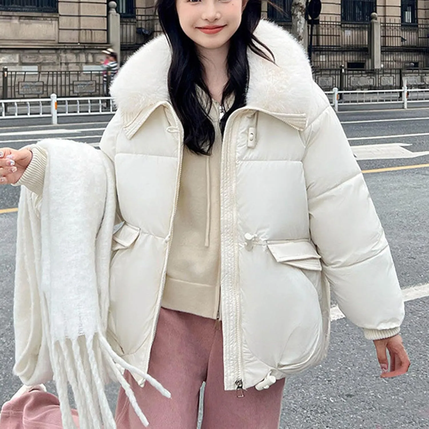 Winter Coats For Women With Hood Fleece Lined Thicken Warm Puffer Parkas Button Down Jacket Trendy Outfits Clothes