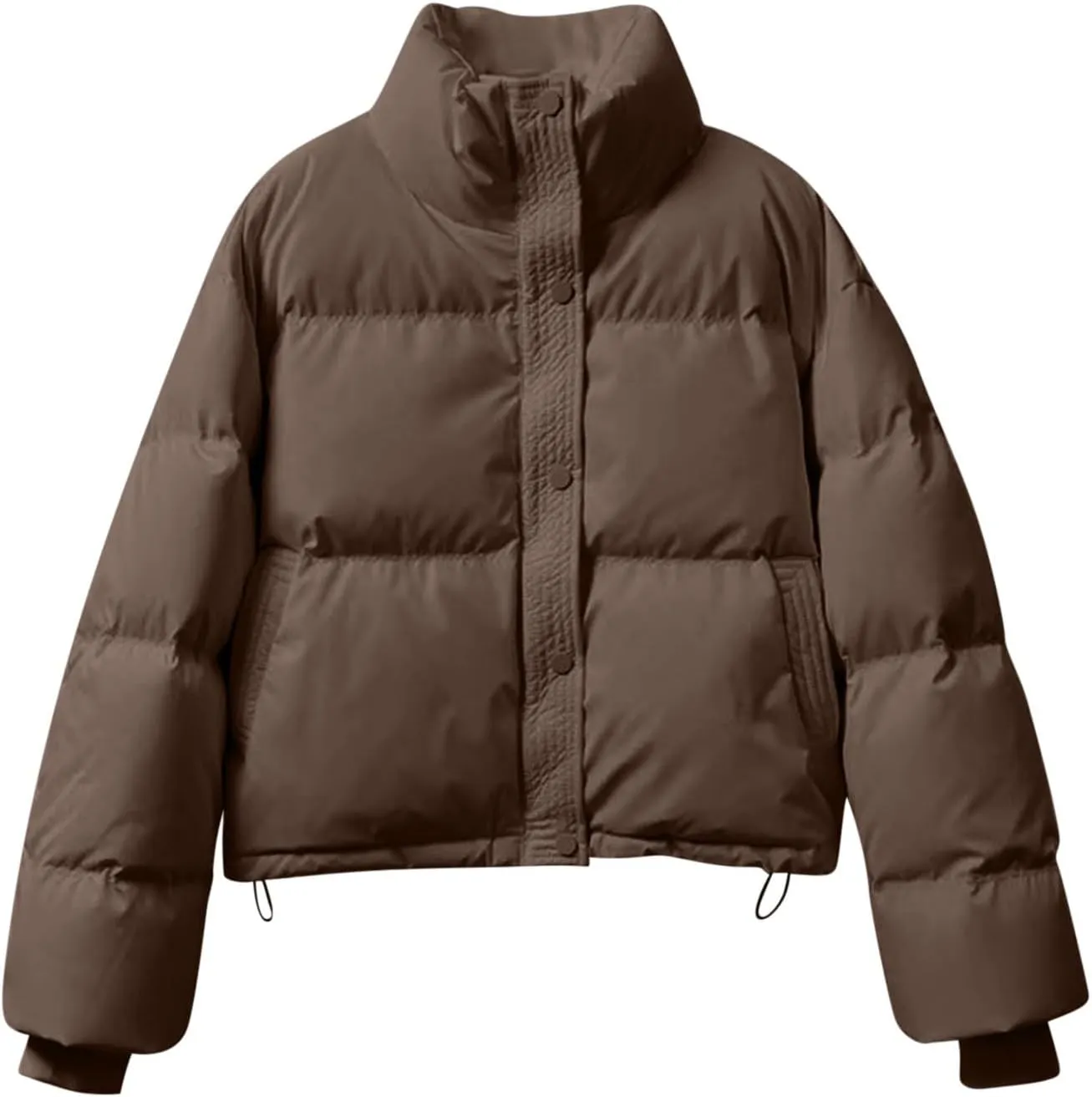 Women Cropped Puffer Jackets Lightweight Warm Winter Down Coat Short Zipped Quilted Puffy Jacket Outwear with Pockets