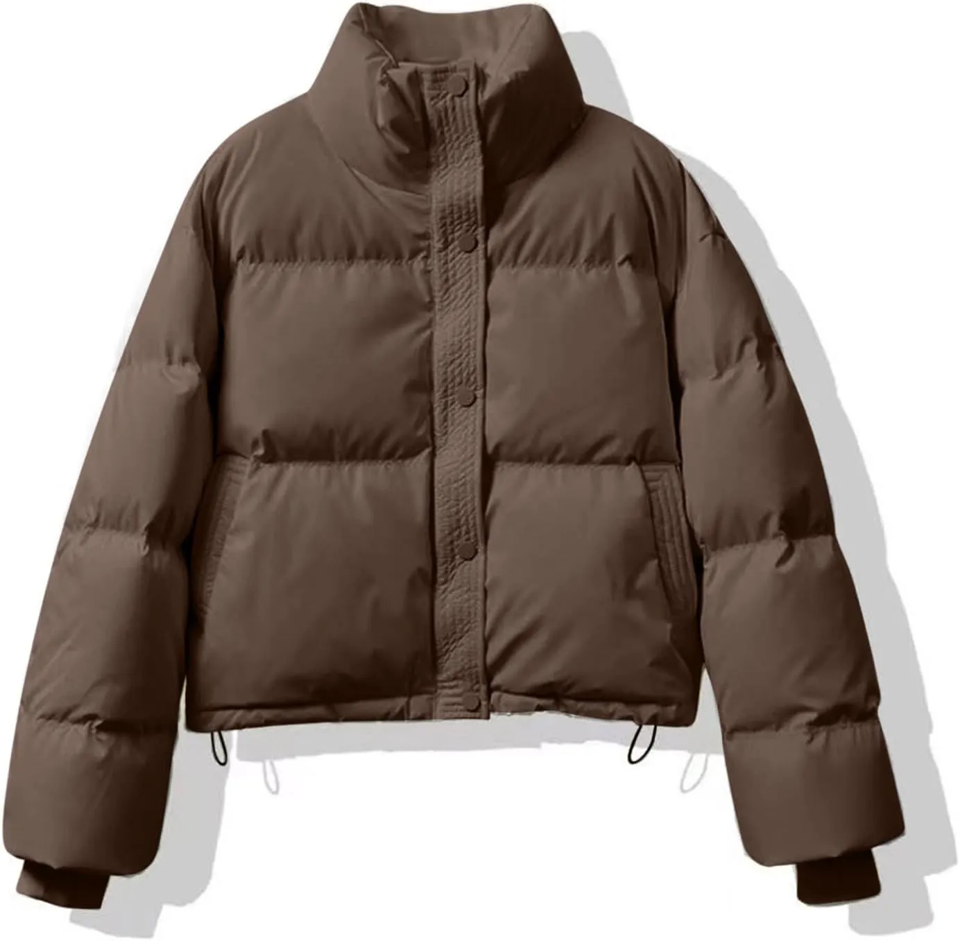 Women Cropped Puffer Jackets Lightweight Warm Winter Down Coat Short Zipped Quilted Puffy Jacket Outwear with Pockets