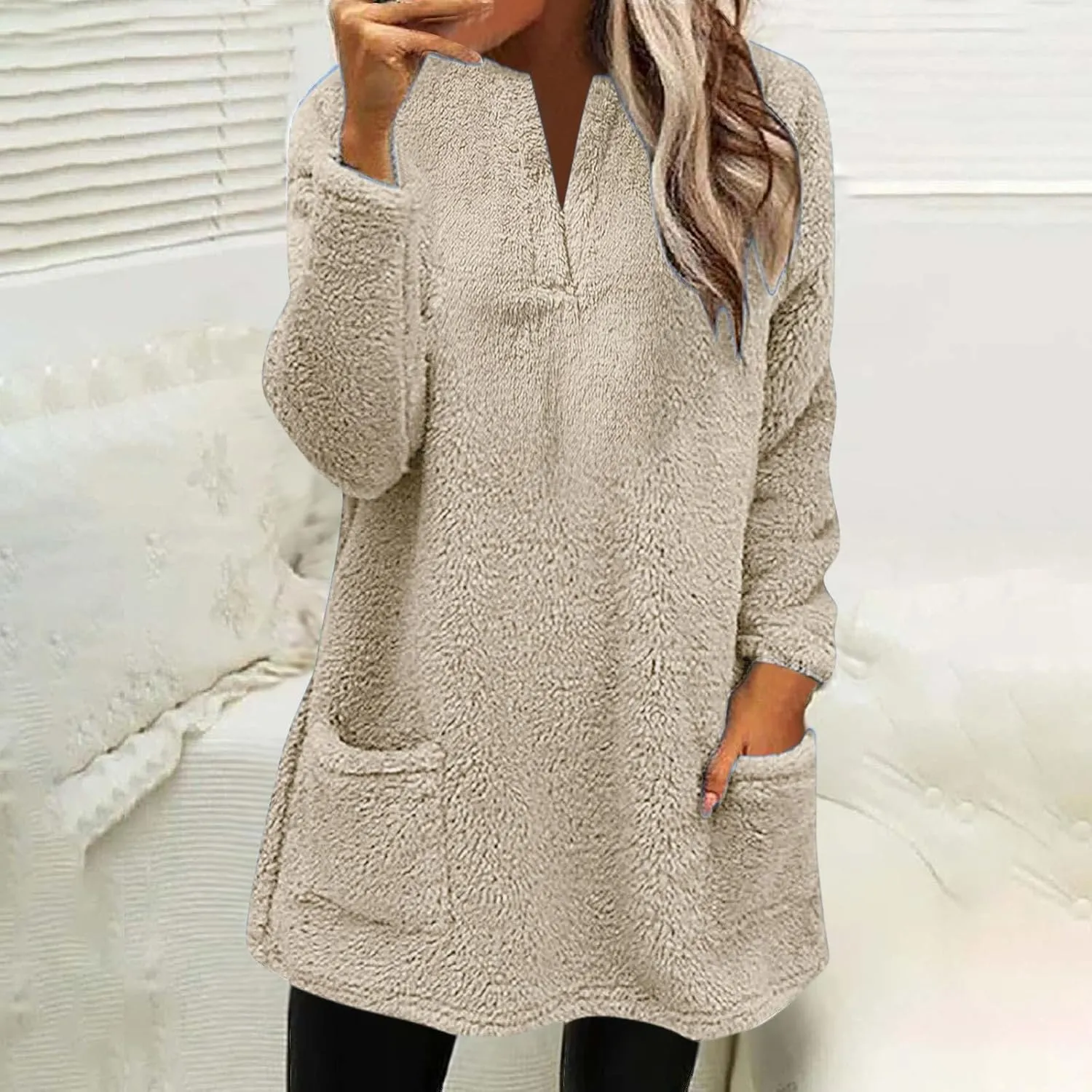 Women Fleece Winter Coats Faux Shearling Oversized Y2K Sweatshirts Long Sleeve Loose Fit Fuzzy Sherpa Pullover Tops Outerwear
