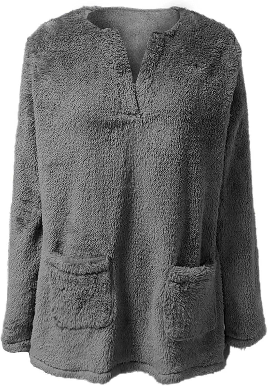 Women Fleece Winter Coats Faux Shearling Oversized Y2K Sweatshirts Long Sleeve Loose Fit Fuzzy Sherpa Pullover Tops Outerwear
