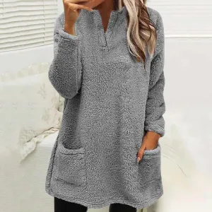 Women Fleece Winter Coats Faux Shearling Oversized Y2K Sweatshirts Long Sleeve Loose Fit Fuzzy Sherpa Pullover Tops Outerwear