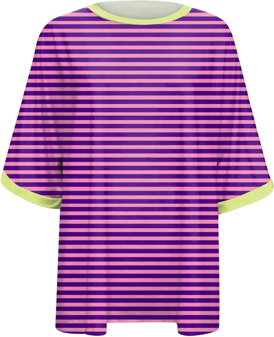 Women Oversized Striped Short Sleeve T-Shirts Color Block Crew Neck Pullover Basic Shirt Casual Summer Tee Tops