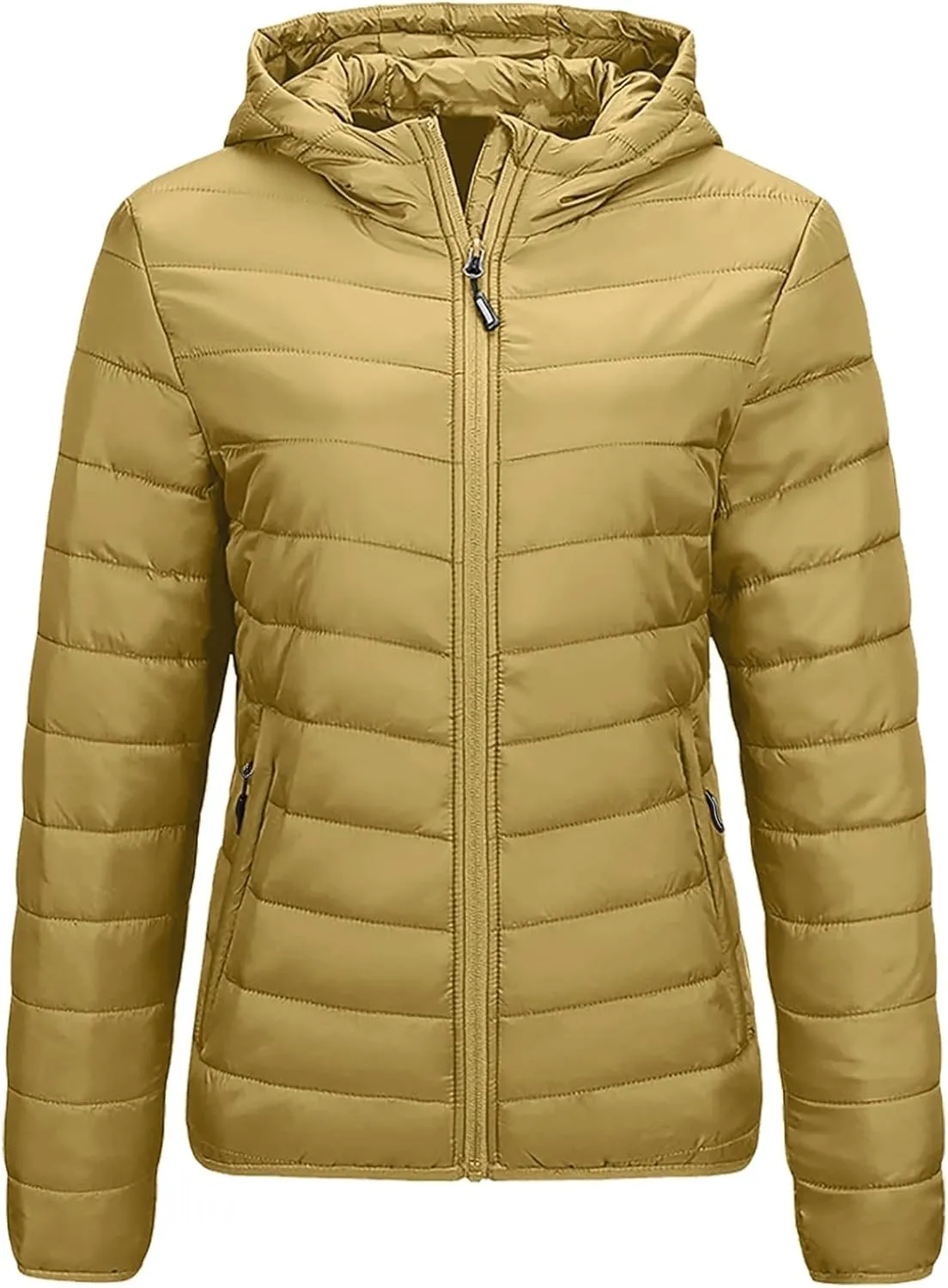 Women Winter Jackets Plus Size Packable Quilted Puffer Parka Coat Full Zip Hooded Down Jacket Outerwear with Hood