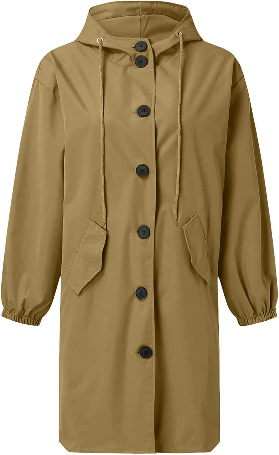 Women Winter Wool Blend Camel Mid-Long Coat Notch Double-Breasted Lapel Jacket Outwear