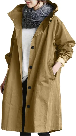 Women Winter Wool Blend Camel Mid-Long Coat Notch Double-Breasted Lapel Jacket Outwear