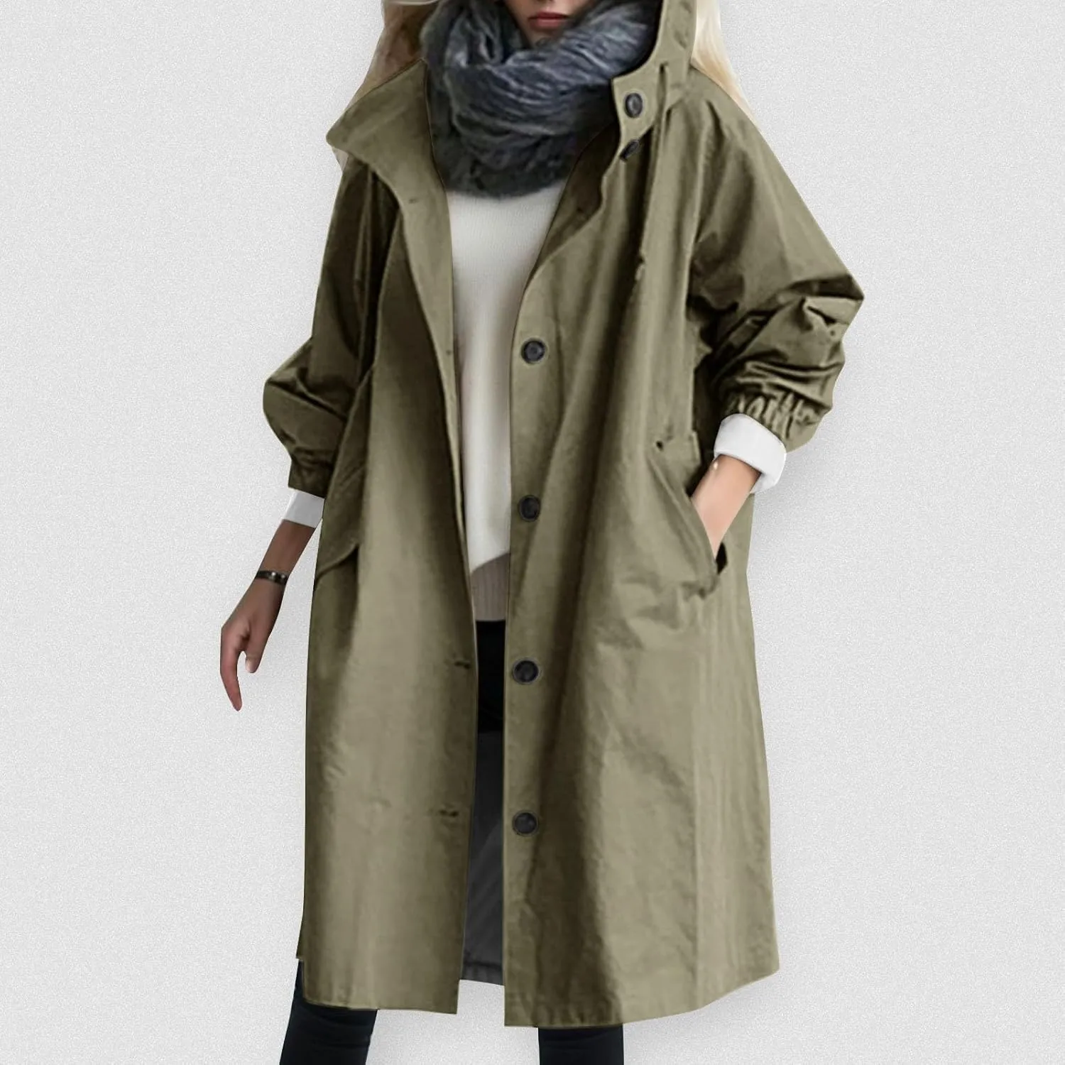 Women's 2025 Plaid Shacket Jacket Casual Button Wool Blend Winter Tartan Trench Coat With Pockets