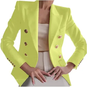 Womens Blazers Dressy Casual Long Sleeve Double Breasted Suit Jackets Classic Fitted Work Office Blazer Clothes