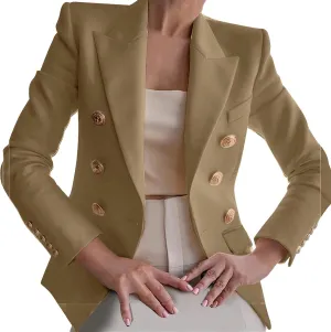 Womens Blazers Dressy Casual Long Sleeve Double Breasted Suit Jackets Classic Fitted Work Office Blazer Clothes