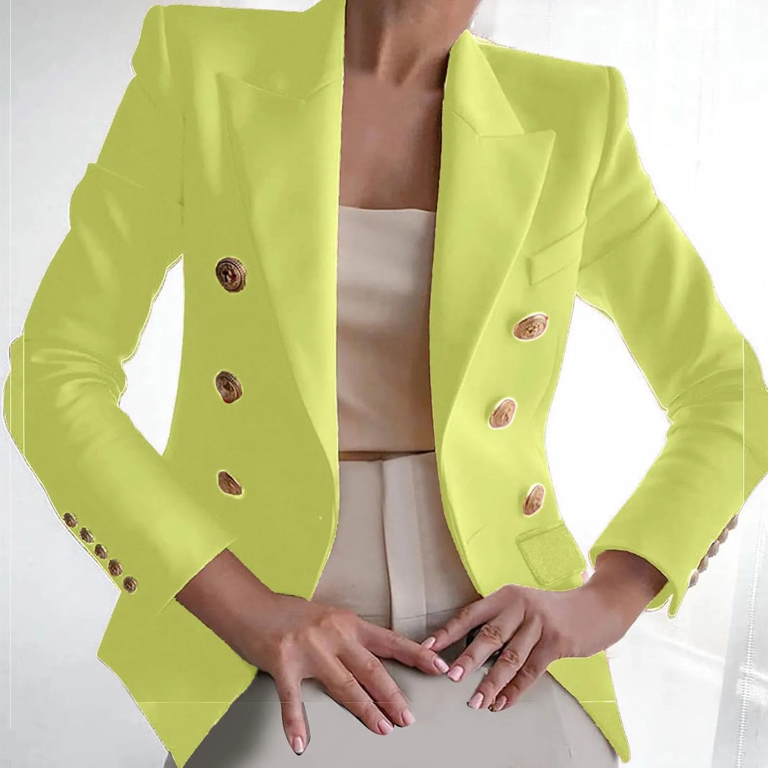 Womens Blazers Dressy Casual Long Sleeve Double Breasted Suit Jackets Classic Fitted Work Office Blazer Clothes