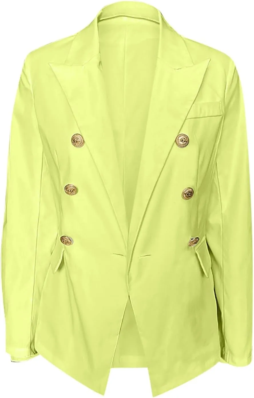 Womens Blazers Dressy Casual Long Sleeve Double Breasted Suit Jackets Classic Fitted Work Office Blazer Clothes