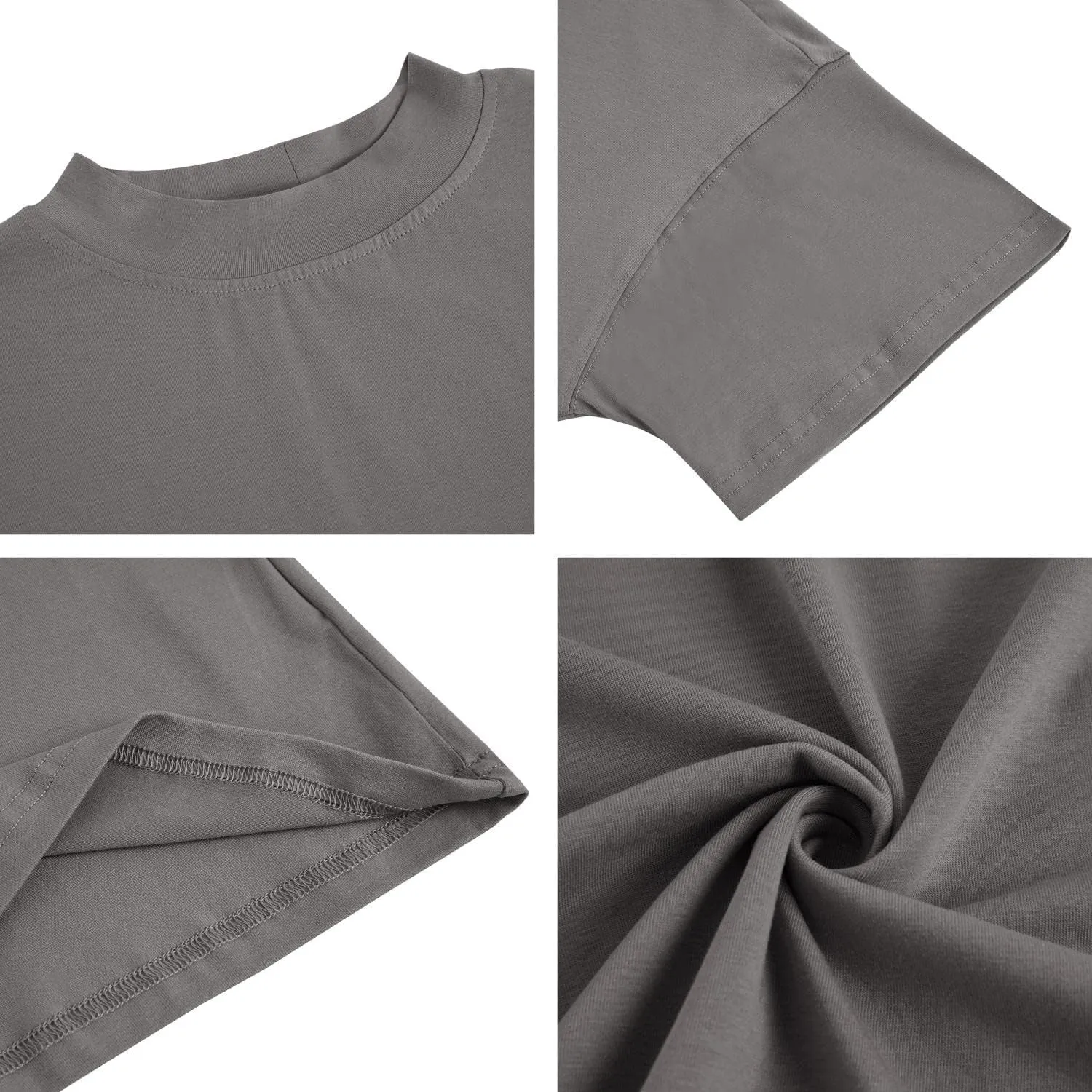 Womens Casual Short Sleeve Mock Neck T Shirts Summer Loose Fit Basic Plain Tee Tops
