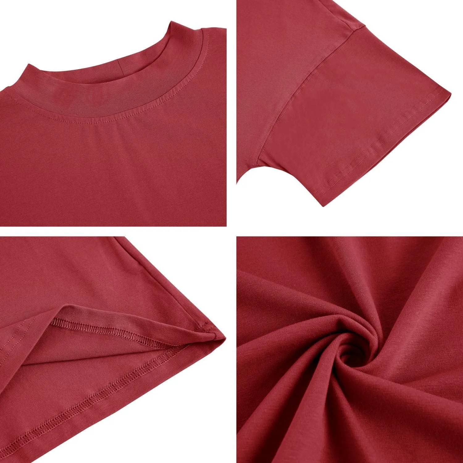 Womens Casual Short Sleeve Mock Neck T Shirts Summer Loose Fit Basic Plain Tee Tops