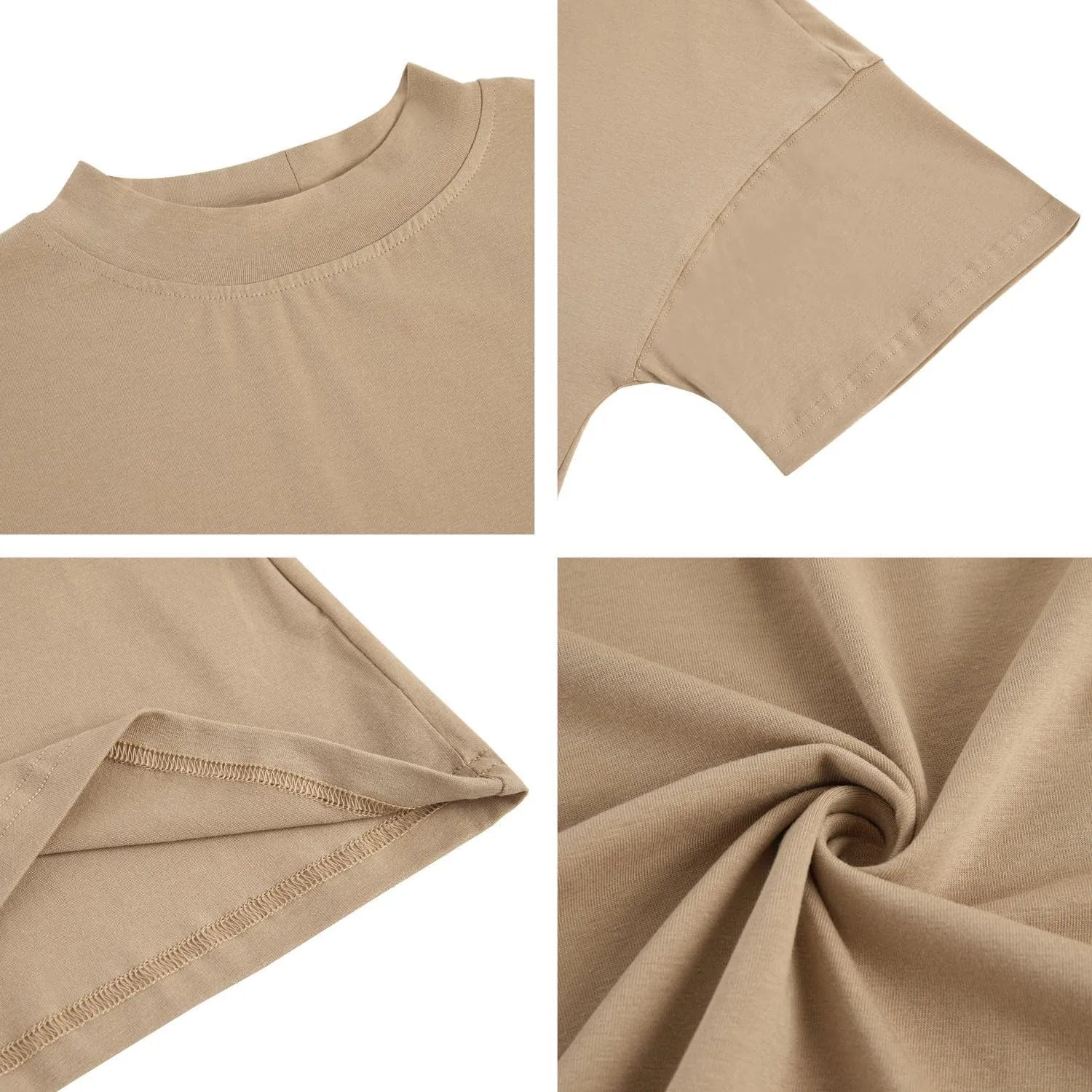 Womens Casual Short Sleeve Mock Neck T Shirts Summer Loose Fit Basic Plain Tee Tops