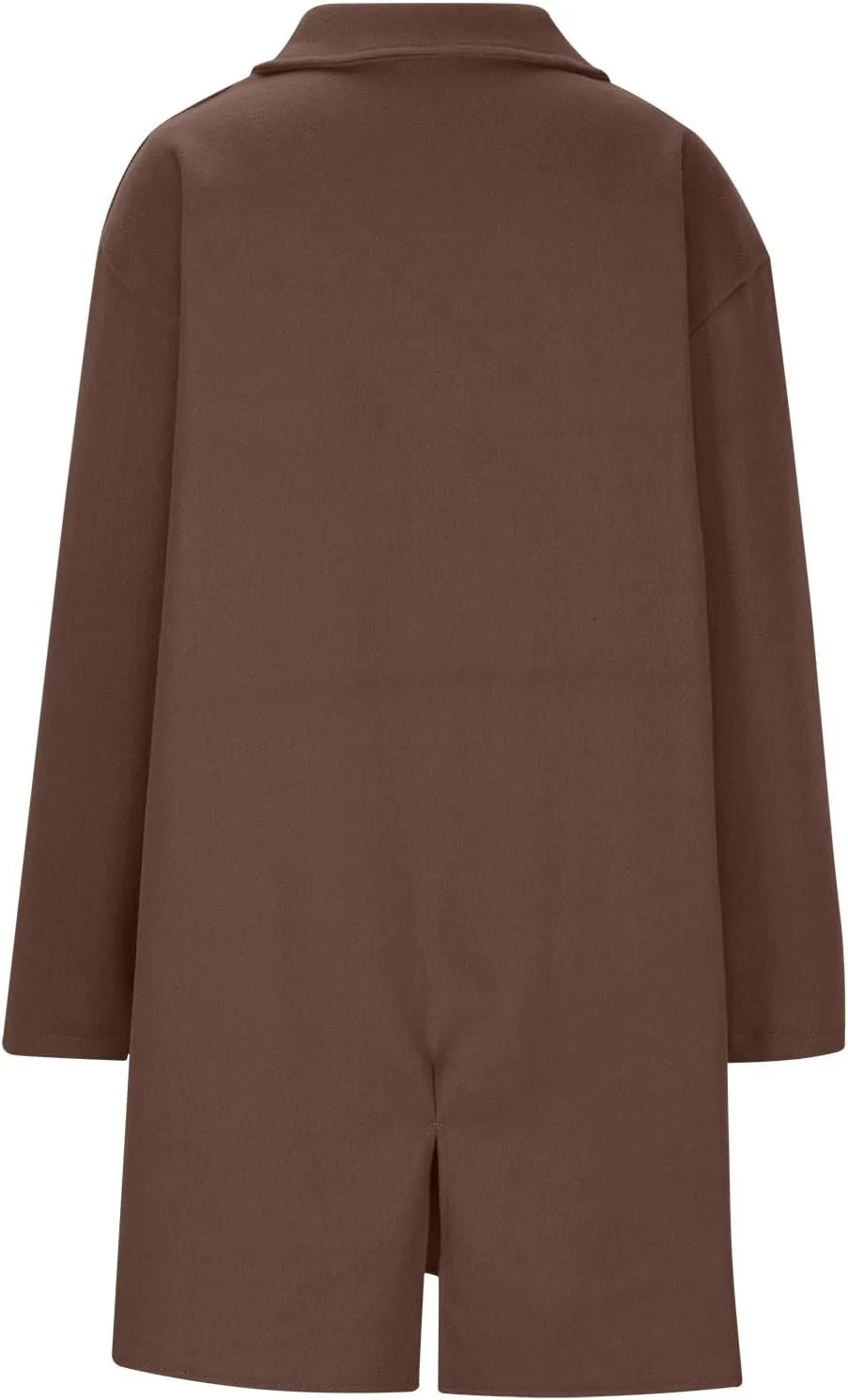 Women’s Double Breasted Mid Long Trench Coat 2024 Lapel Collar Pea Coats Winter Wool Coats with Pockets Outerwear