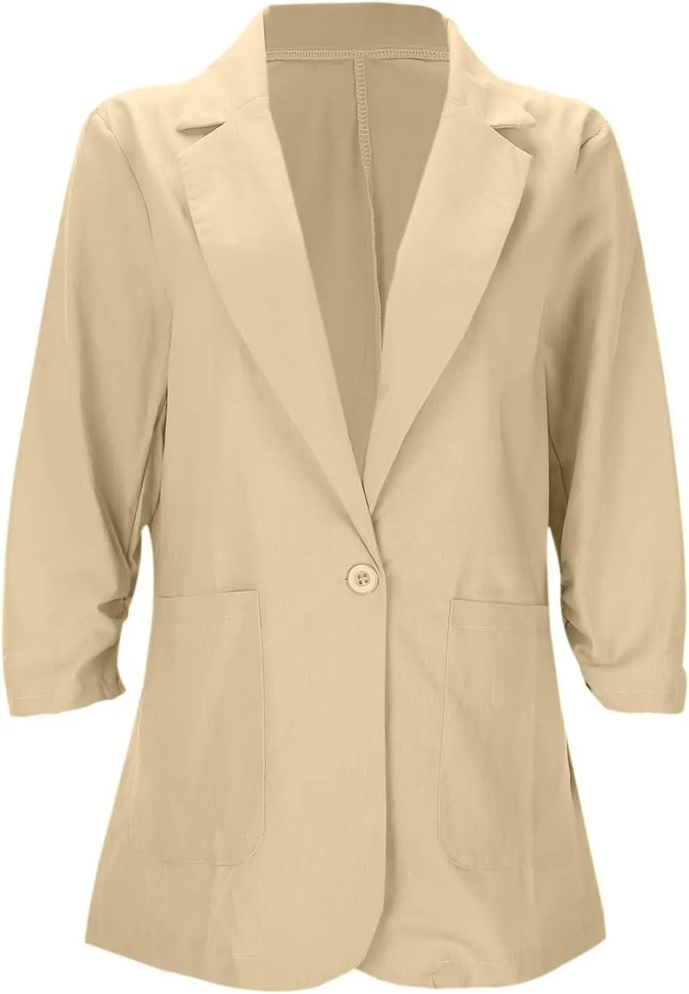Women's Elegant 3/4 Sleeve Blazers,Slim Fit Workwear Suit Jackets Fall Fashion Single Breasted Open Front Cardigans