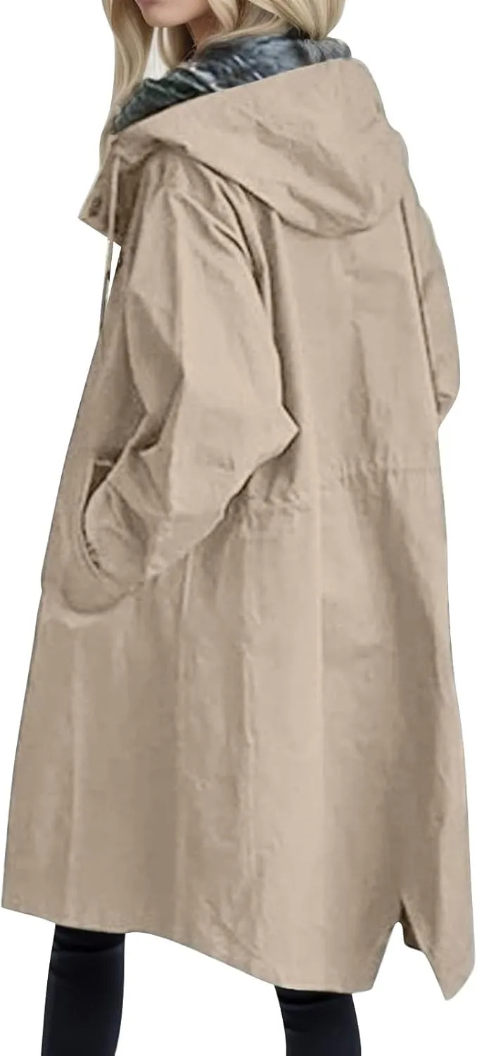 Women's Elegant Notched Collar Double Button Slim Long Wool Blend Pea Coat Jacket