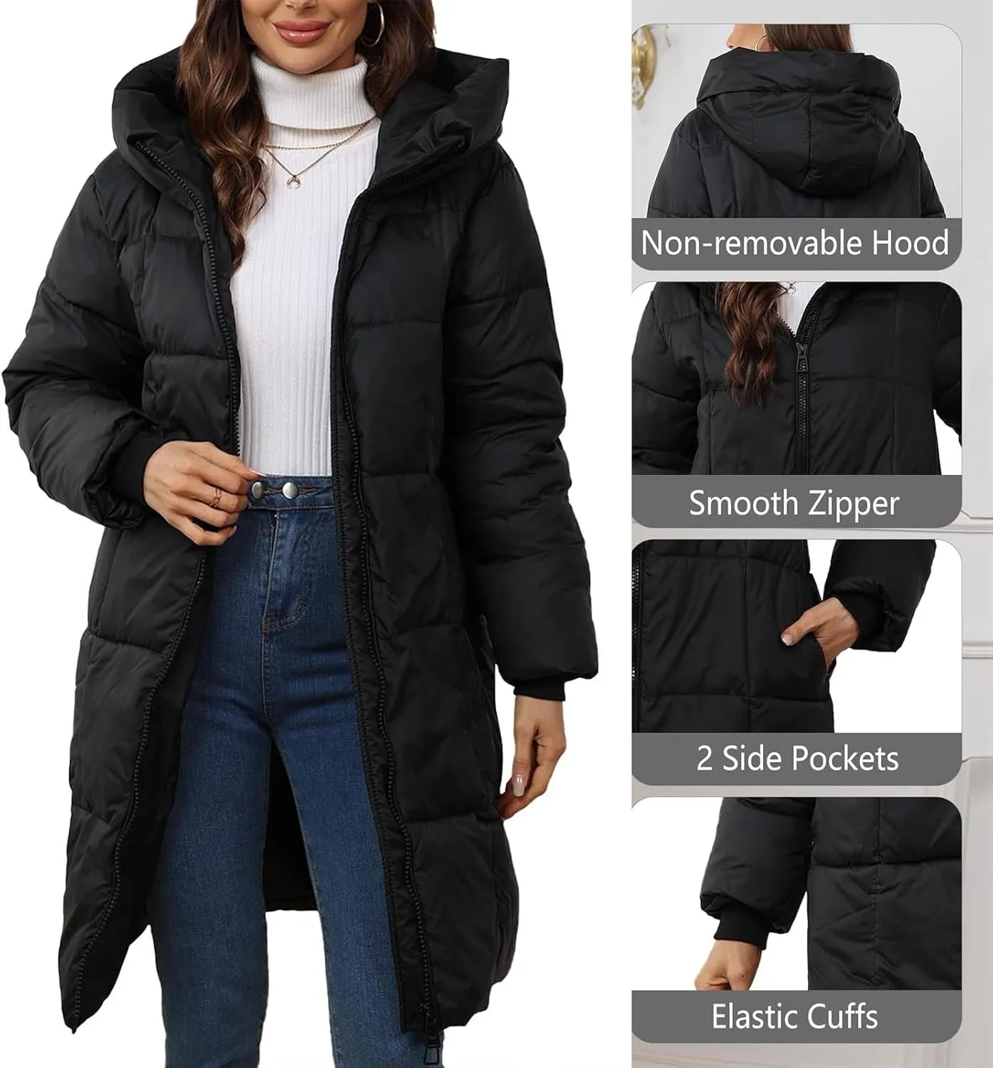 Womens Fall Winter Wool Coats Cute Graphic Long Sleeve Wool Lined Jacket Coat Winter Classic Outwear Coats