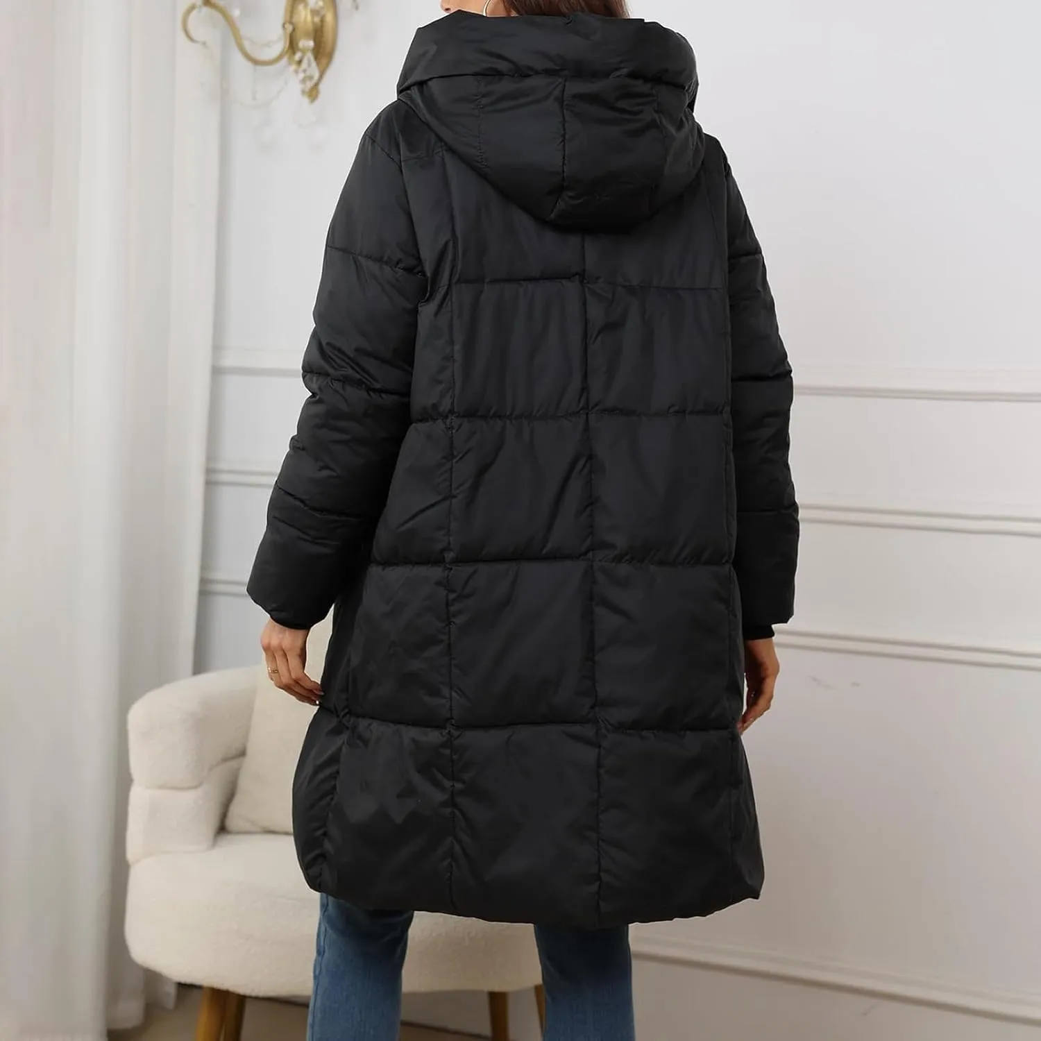 Womens Fall Winter Wool Coats Cute Graphic Long Sleeve Wool Lined Jacket Coat Winter Classic Outwear Coats