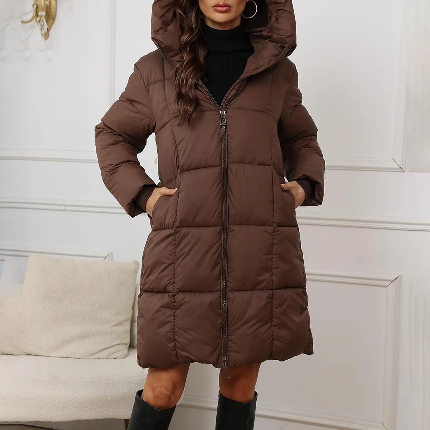 Womens Fall Winter Wool Coats Cute Graphic Long Sleeve Wool Lined Jacket Coat Winter Classic Outwear Coats