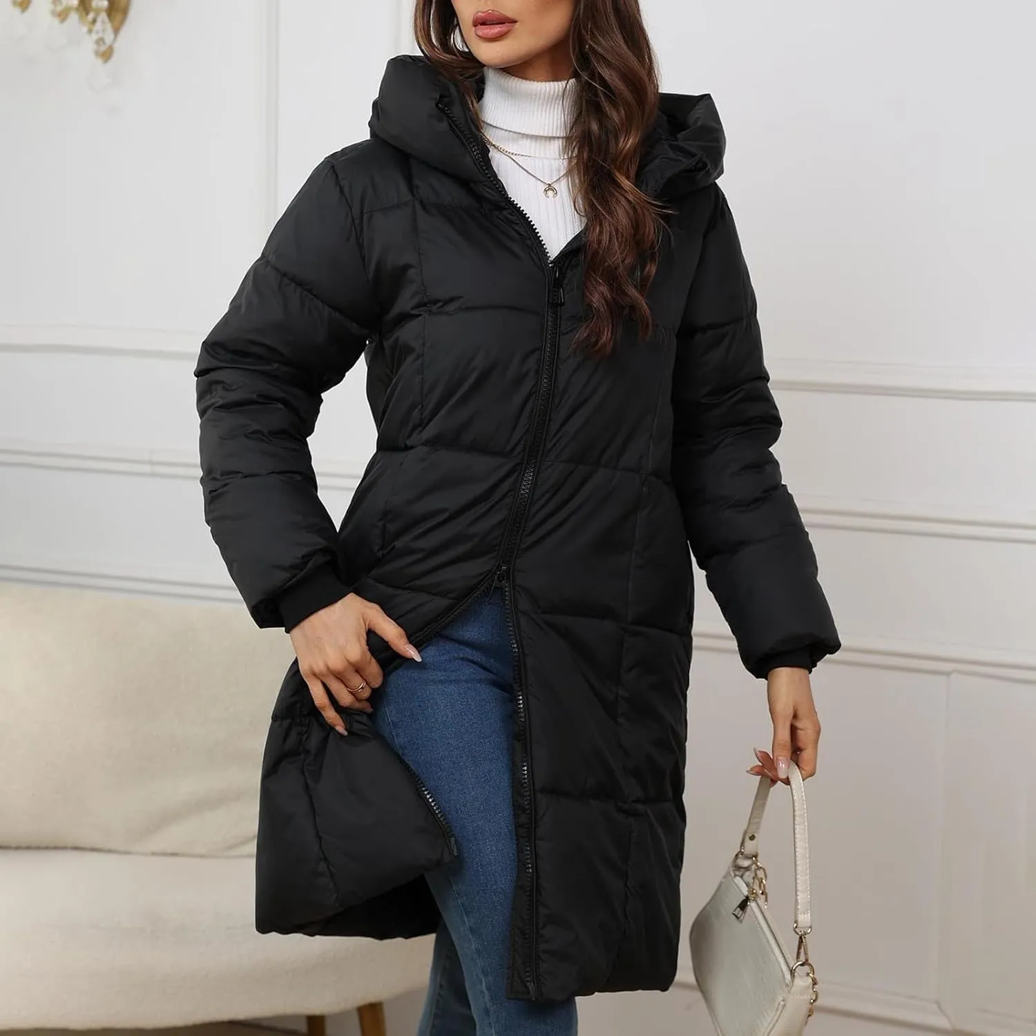 Womens Fall Winter Wool Coats Cute Graphic Long Sleeve Wool Lined Jacket Coat Winter Classic Outwear Coats