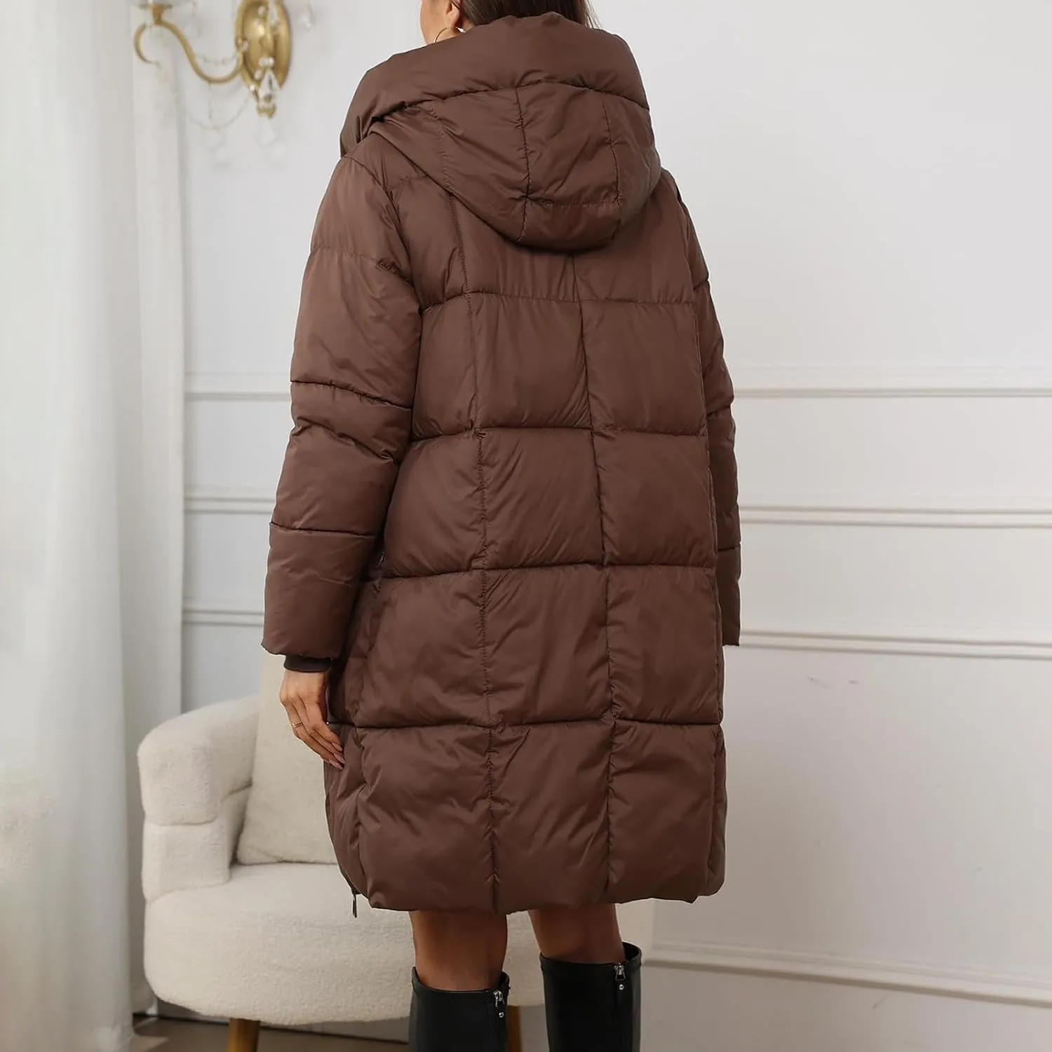 Womens Fall Winter Wool Coats Cute Graphic Long Sleeve Wool Lined Jacket Coat Winter Classic Outwear Coats