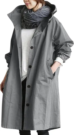 Womens Long Coat Classic Open Front Zip Up Casual Winter Wool Blend Over Pea Coats Long Jackets