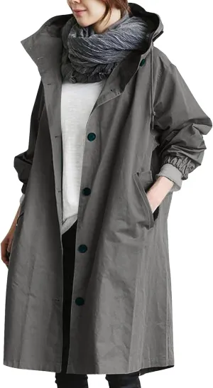 Womens Long Coat Classic Open Front Zip Up Casual Winter Wool Blend Over Pea Coats Long Jackets