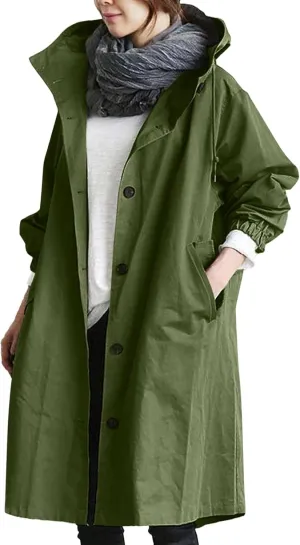Womens Long Coat Classic Open Front Zip Up Casual Winter Wool Blend Over Pea Coats Long Jackets