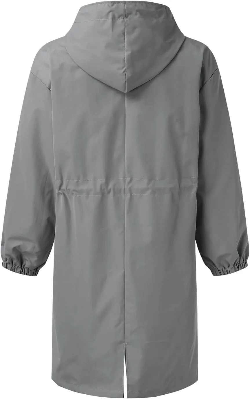 Womens Long Coat Classic Open Front Zip Up Casual Winter Wool Blend Over Pea Coats Long Jackets