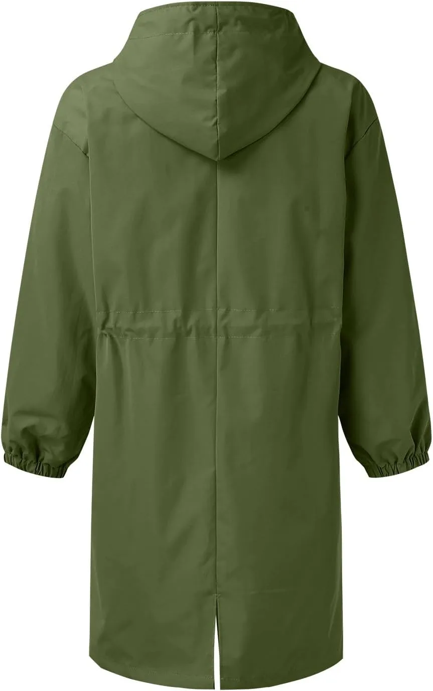Womens Long Coat Classic Open Front Zip Up Casual Winter Wool Blend Over Pea Coats Long Jackets