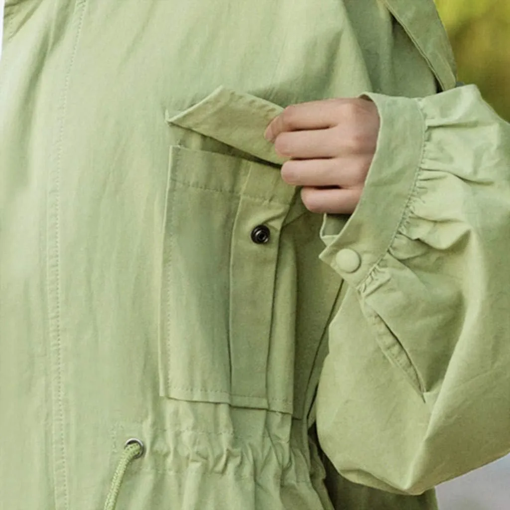 Women's Long Trench Coat Windproof Classic Lapel Oversized Trenchcoat Elastic Waist Fashion 2024 Overcoat with Pocket