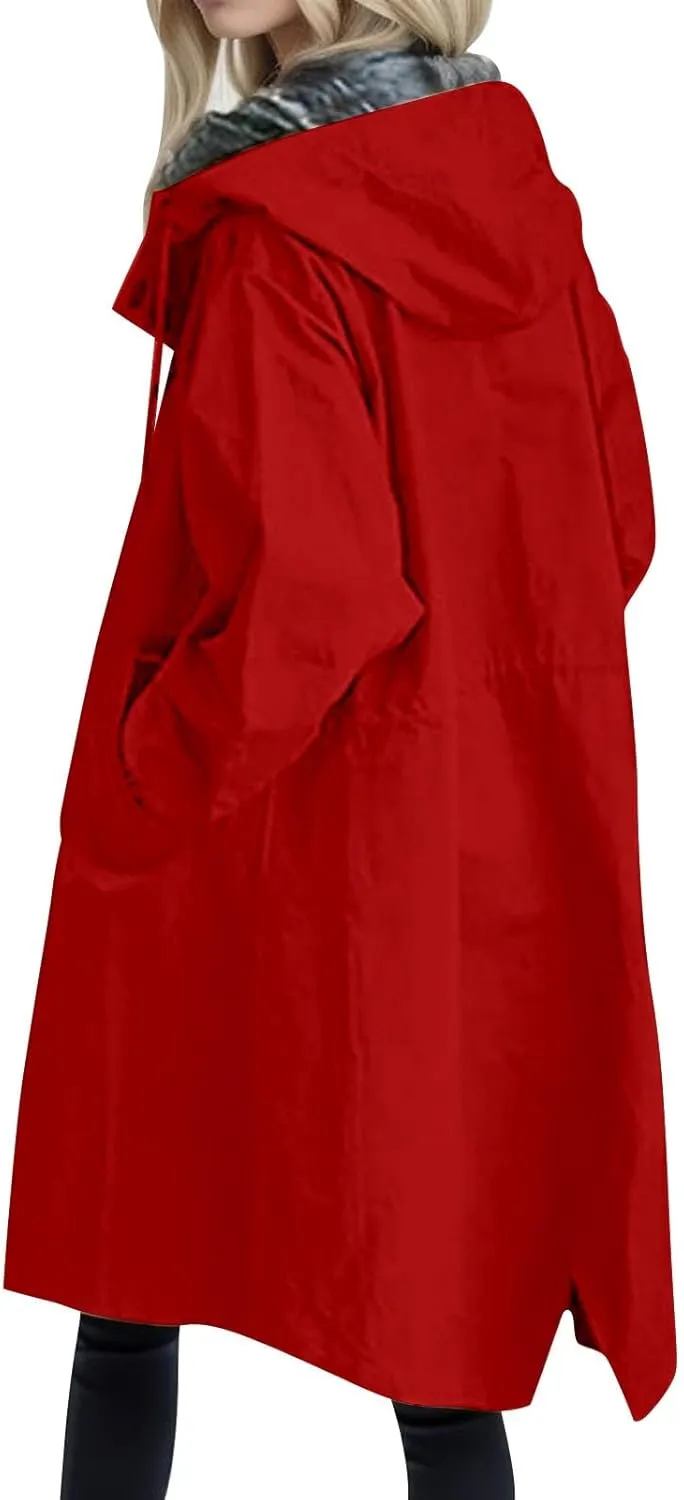 Women's Notch Lapel Double Breasted Wool Blend Mid Long Pea Trench Coat