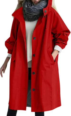 Women's Notch Lapel Double Breasted Wool Blend Mid Long Pea Trench Coat