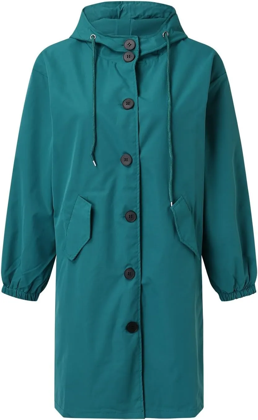 Women's Notch Lapel Double Breasted Wool Blend Mid Long Pea Trench Coat