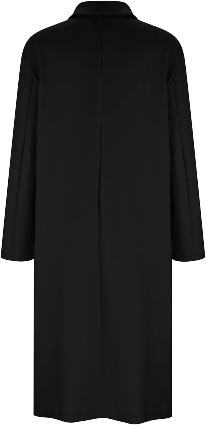 Womens Notch Lapel Pea Coats Casual Double Breasted Overcoat Plus Size Trench Coats Winter Outwear with Pockets