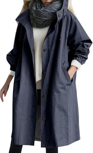 Womens Notched Lapel Collar Double Breasted Pea Coat Winter Wool Blend Over Coats Long Jackets