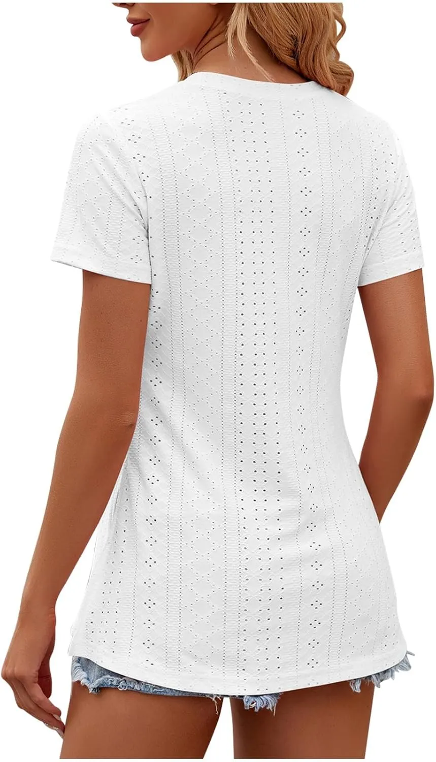 Women's Oversized T Shirts Crew Neck Short Sleeve Tops Casual Basic Tee Loose Fit Tunic Blouse with Side Split Slit