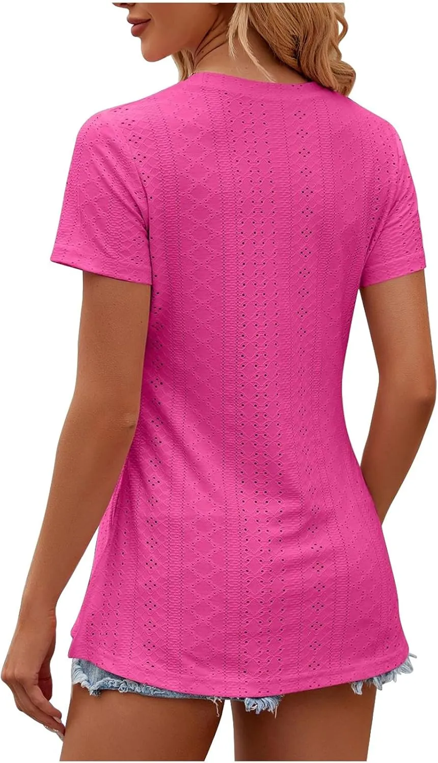 Women's Oversized T Shirts Crew Neck Short Sleeve Tops Casual Basic Tee Loose Fit Tunic Blouse with Side Split Slit