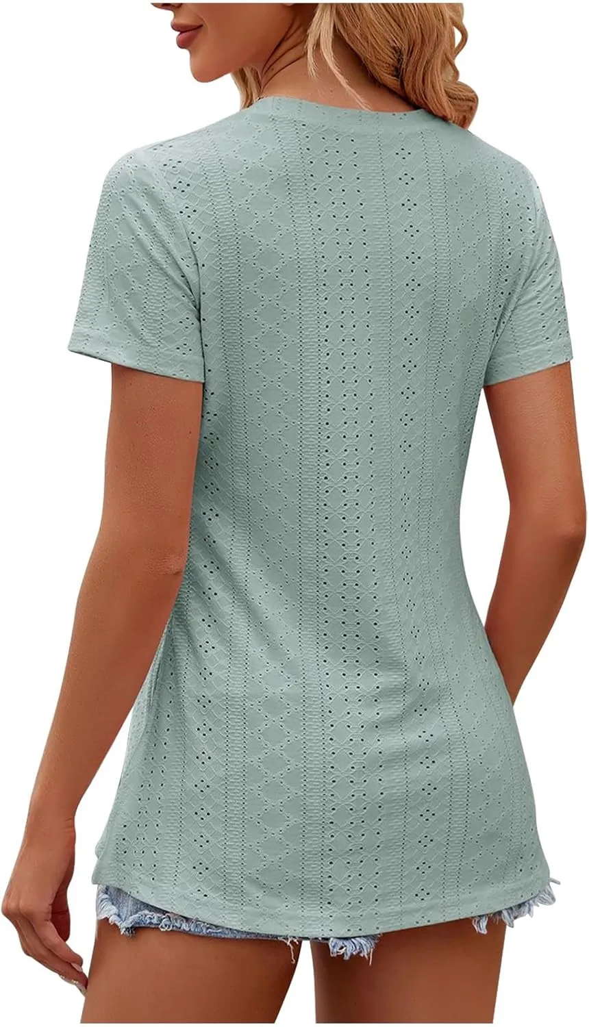 Women's Oversized T Shirts Crew Neck Short Sleeve Tops Casual Basic Tee Loose Fit Tunic Blouse with Side Split Slit