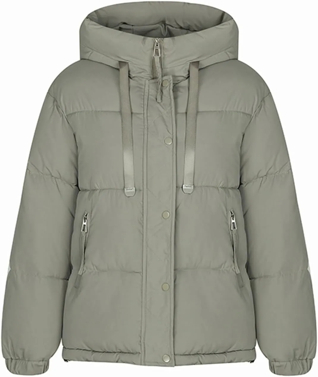 Womens Oversized Thick Down Jacket Long Sleeve Solid Color Hooded Outerwear 2024 Winter Fashion Warm Puffer Coat