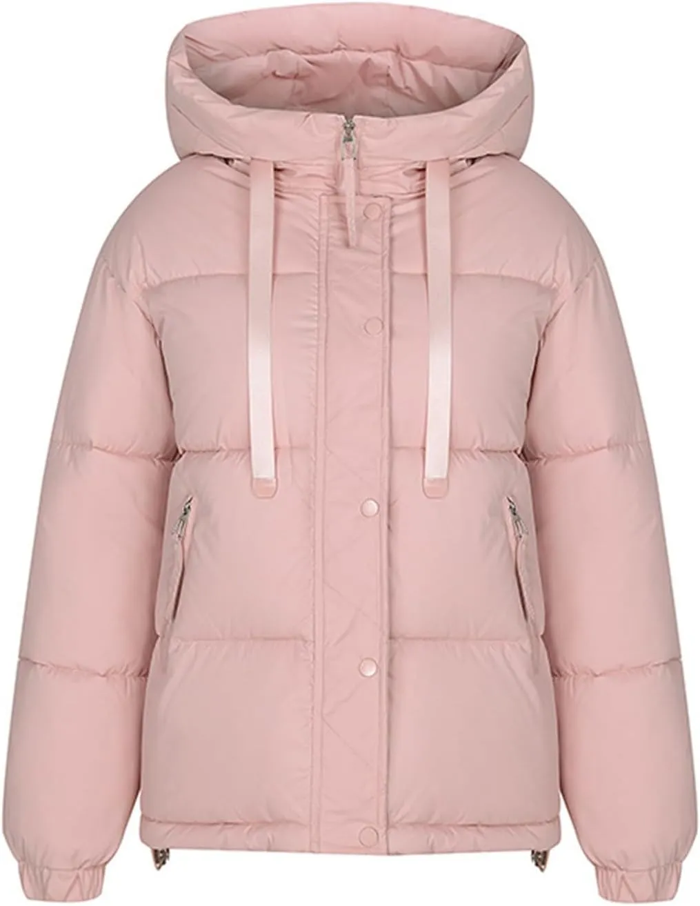 Womens Oversized Thick Down Jacket Long Sleeve Solid Color Hooded Outerwear 2024 Winter Fashion Warm Puffer Coat