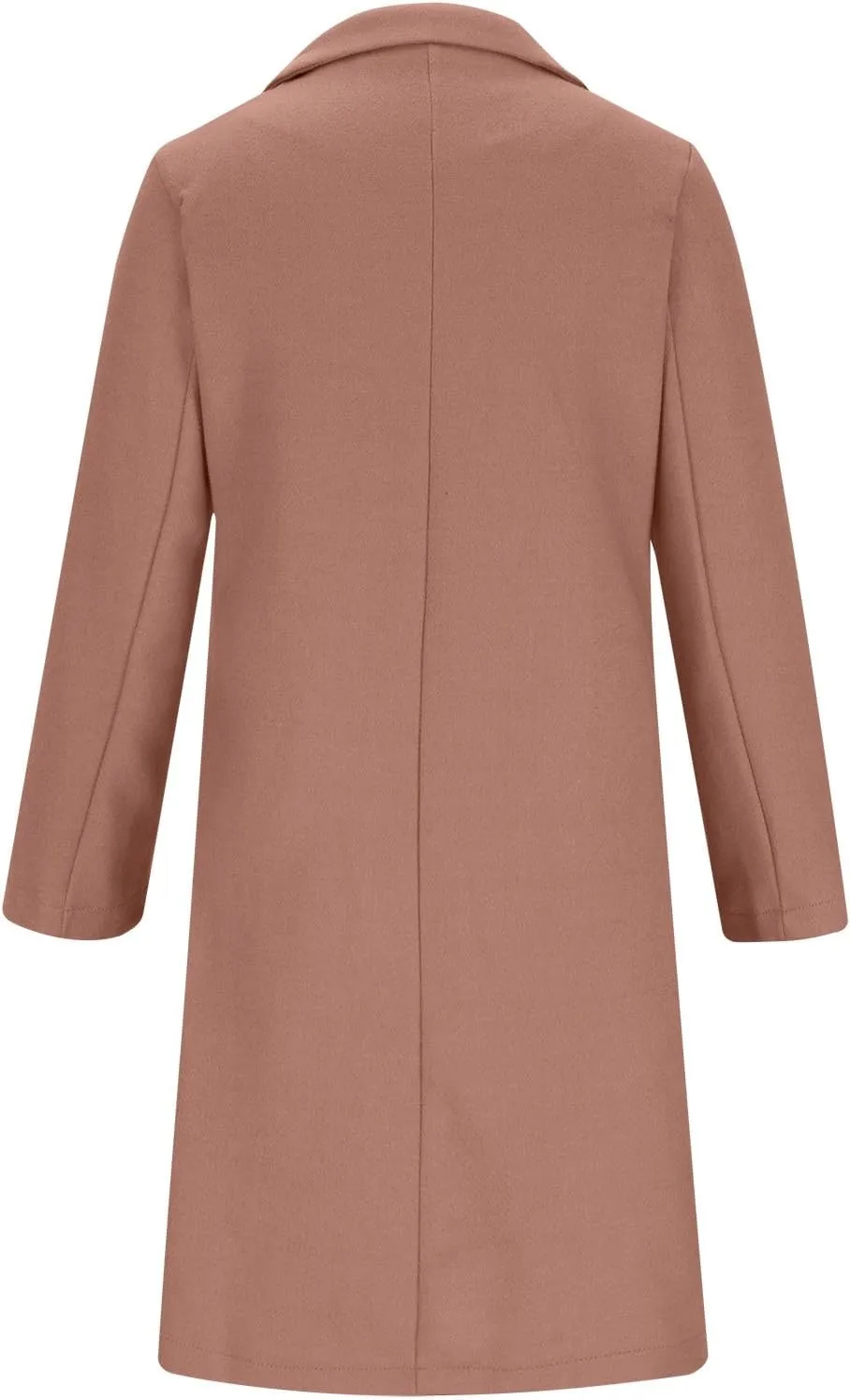 Womens Pea Coats Plus Size Notch Lapel Cardigan Coats Casual Mid Length Overcoat Long Winter Coats with Pockets