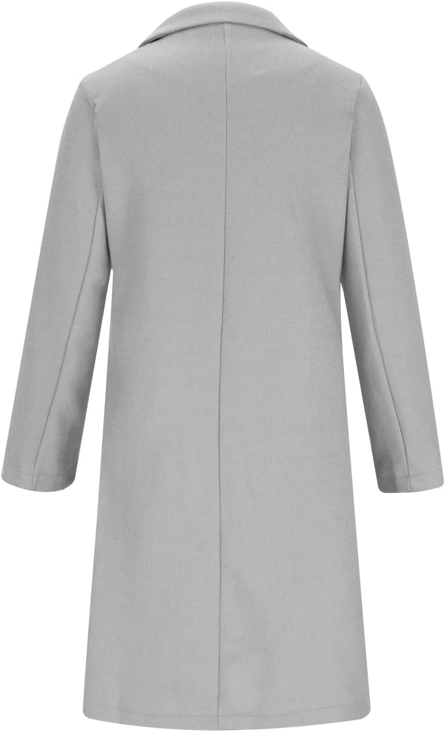 Womens Pea Coats Plus Size Notch Lapel Cardigan Coats Casual Mid Length Overcoat Long Winter Coats with Pockets